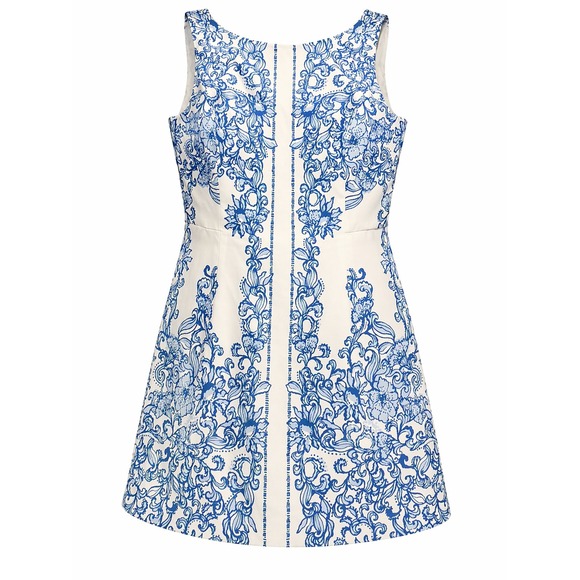 Lilly Pulitzer Dresses & Skirts - Lilly Pulitzer Dress Womens 12 Blue White Floral Sleeveless A Line Preppy